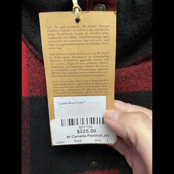 Fallj Raven Womens Red-Black Button-Up Flannel Coat Swedish Wool Cozy Sz L NWT - Picture 9 of 15